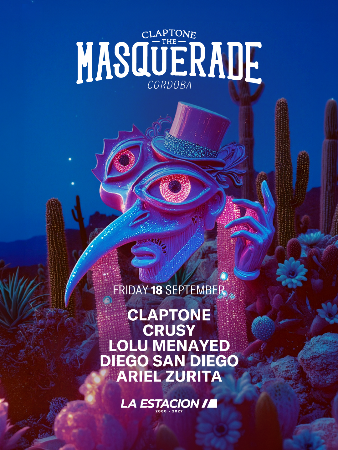 Evento Claptone — The Masquerade
Crusy · Lolu Menayed · Diego San Diego · Ariel Zurita